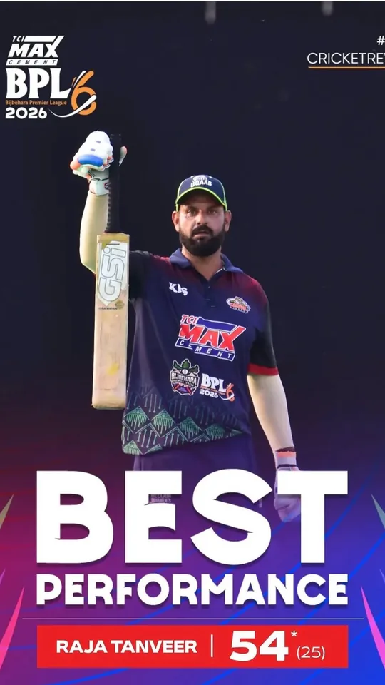 Raja Tanveer, best performance in BPL 6: 54 not out off 25 balls with a GSI bat
